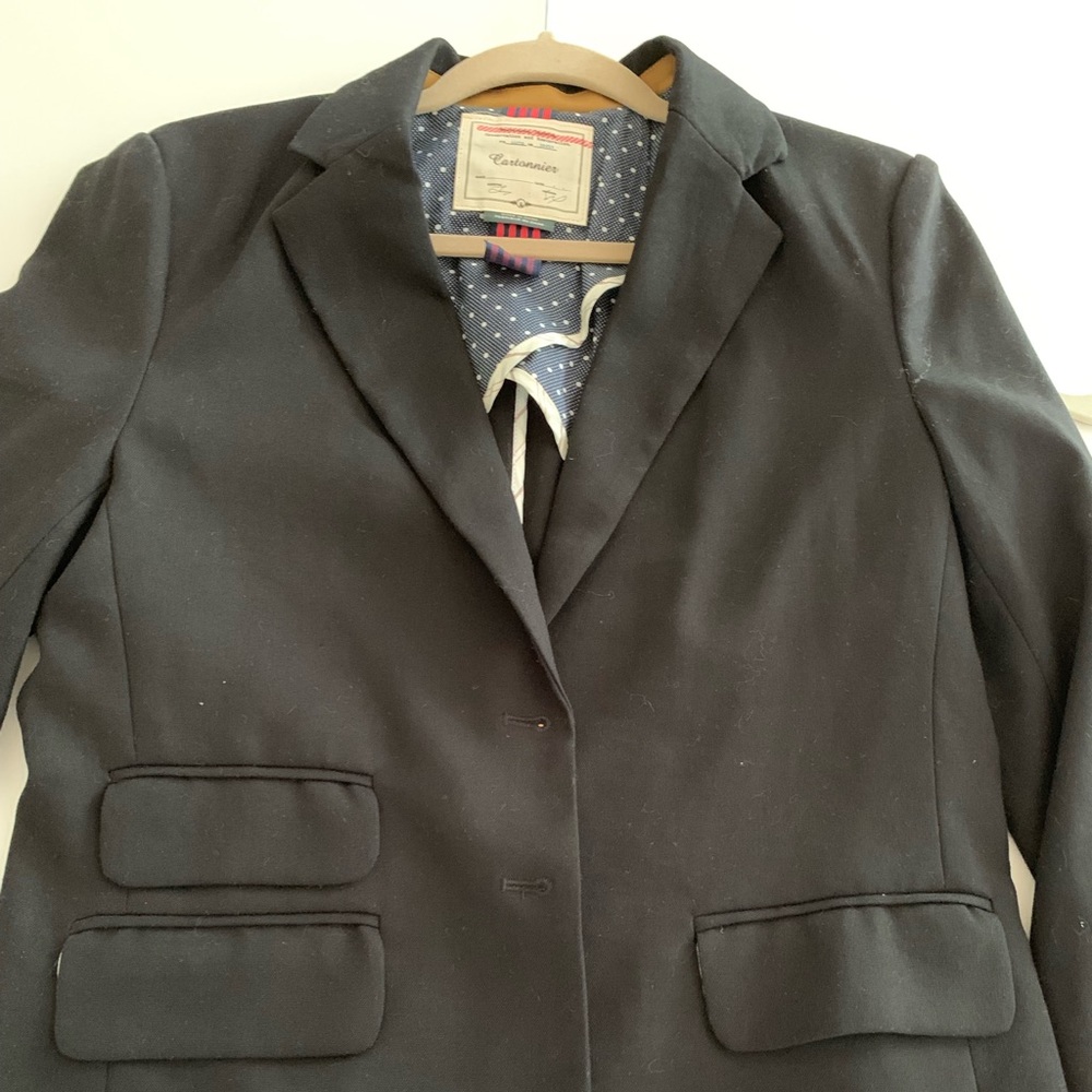 Anthropologie Black lined blazer w brass buttons